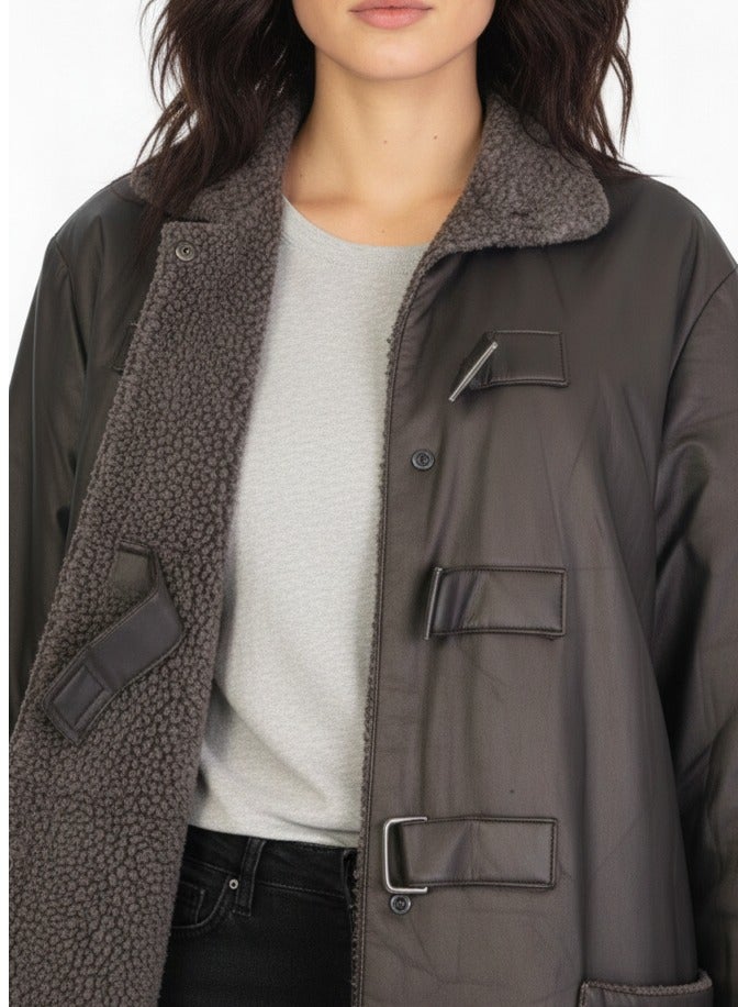 Women German Leather inner fur bronze brown color - Image 2